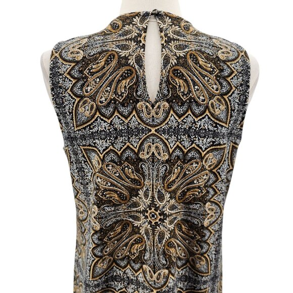 J. Jill Womens Medium Dress Paisley Print Shift Dress Boho Tan White Black Boho - Picture 5 of 9